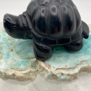 Black Obsidian Turtle Figurine